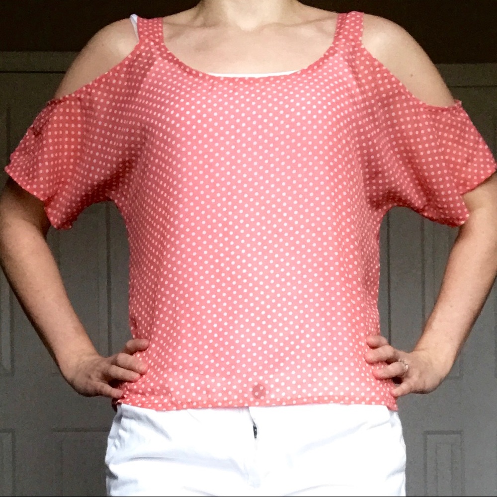 Wet Seal Polka dot off the shoulder blouse